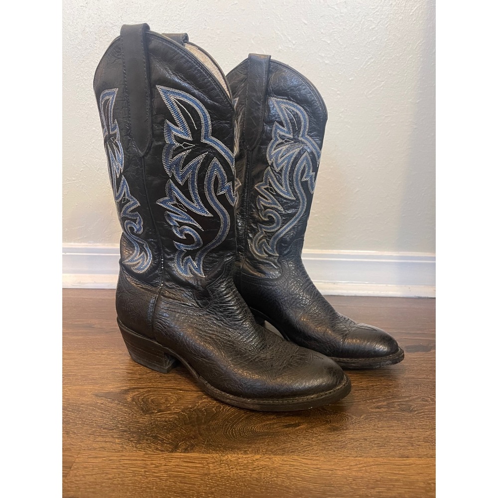 Cowtown Boots Black Leather Cowboy Western USA Made Menswear Size 9.5 D